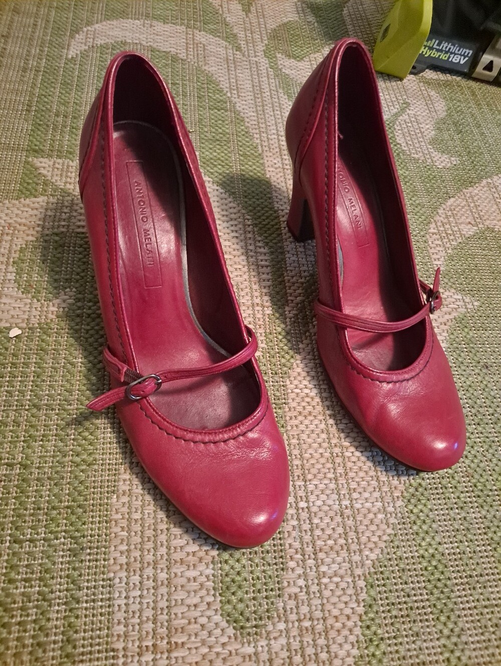 ANTONIO MELANI Red Mary Jane Leather Pumps